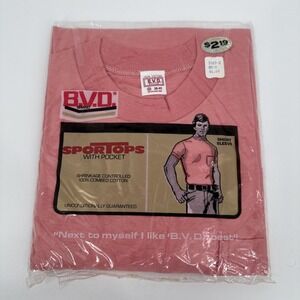 BVD Mens‎ M Pocket Short Sleeve T Shirt Deadstock 70s Factory Sealed Dead Stock